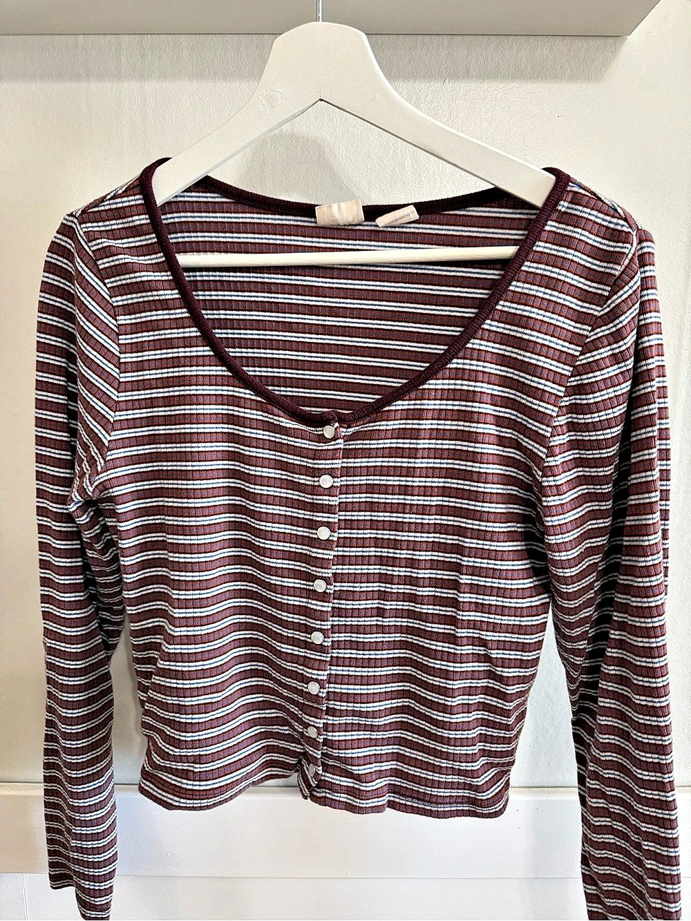 Levi's Austen Button-Up Long-Sleeve Top Brown & White Medium
